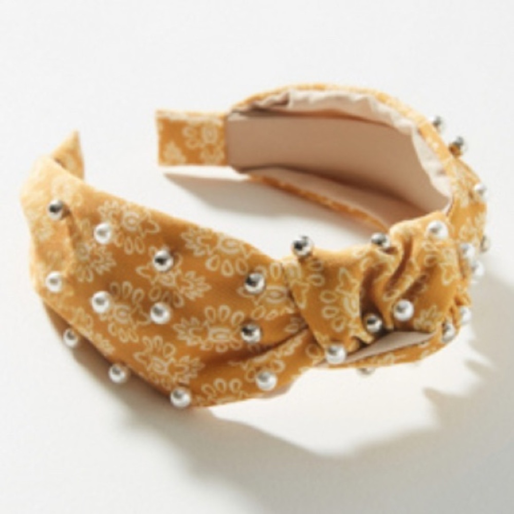 🆕 NWT ☀️ Anthropologie Wren Embellished Knot Headband ~ Yellow